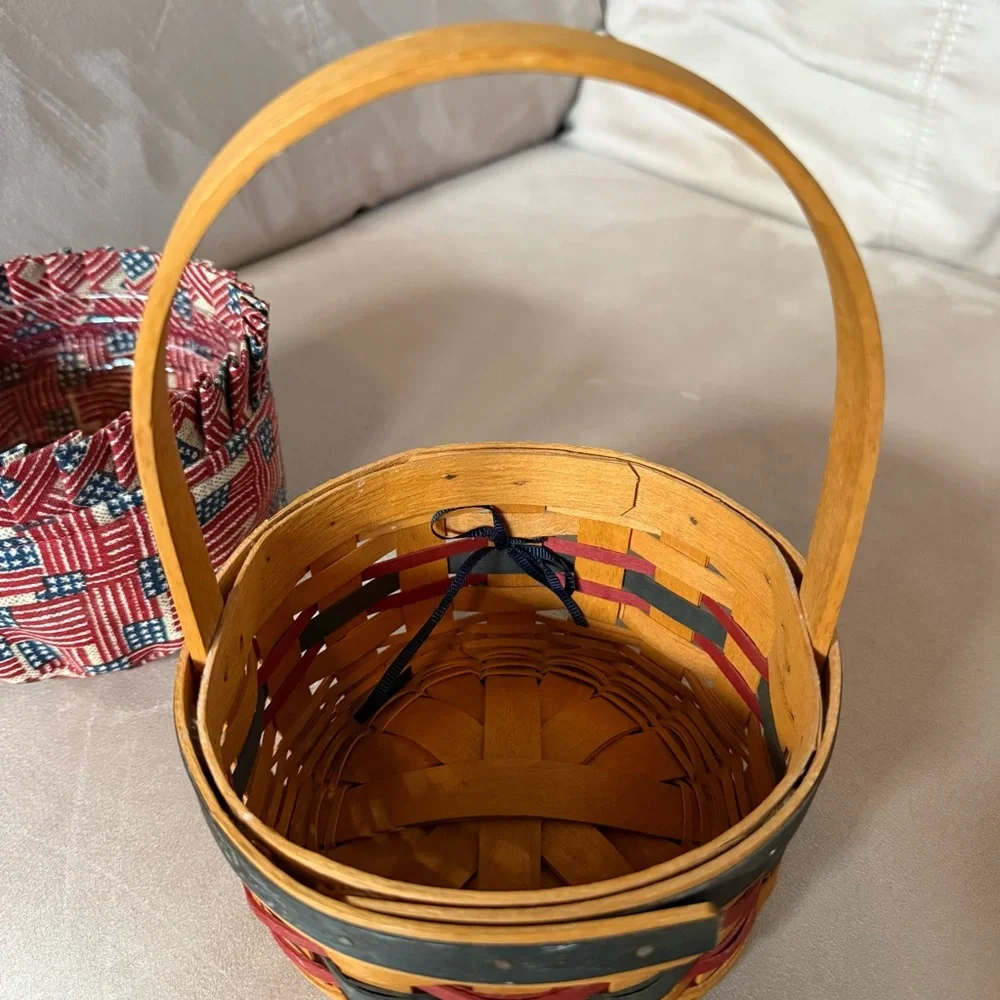 Longaberger Basket 1997 Inaugural Patriotic Blue and Red Liner USA America